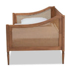 Baxton Studio Ogden Mid-Century Modern Walnut Brown Finished Wood and Synthetic Rattan Twin Size Daybed