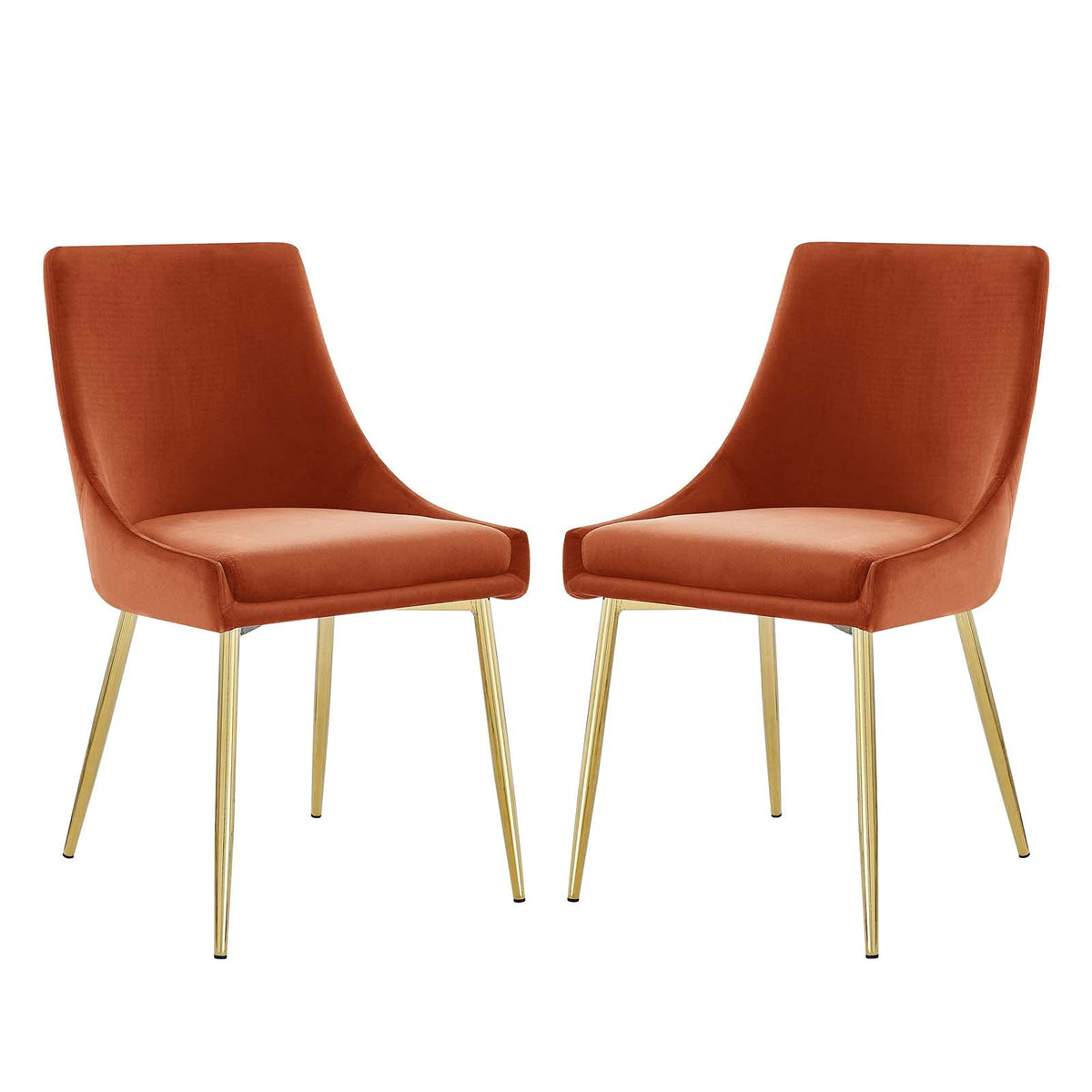 Modway Viscount Performance Velvet Dining Chairs-Set of 2, Orange