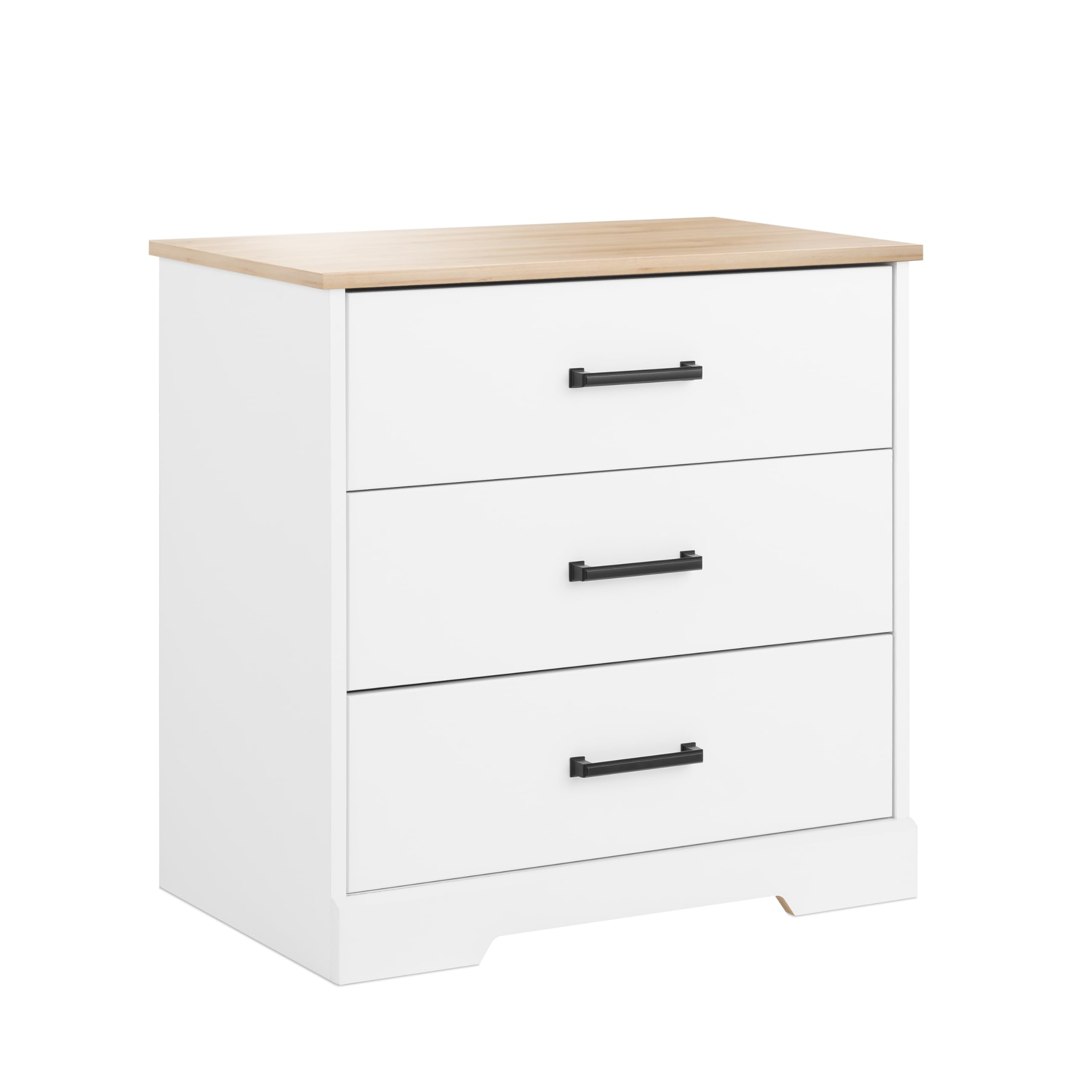 Prepac Rustic Ridge Farmhouse Nightstand Bedside Table, White And Oak Nightstand For Bedroom, End Table With 3 Drawers 16.25' D X 27.5' W X 26.75' H