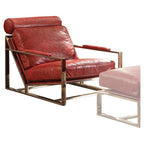 Acme Quinto Accent Chair in Antique Red Top Grain Leather and Stainless Steel