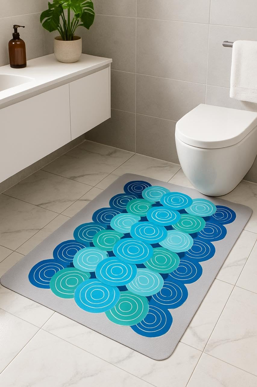 Smart Water Absorbent PVC Rectangular mats for Bathroom Kitchen Door mat Anti Slip Skid Bath mat (Multicolor)