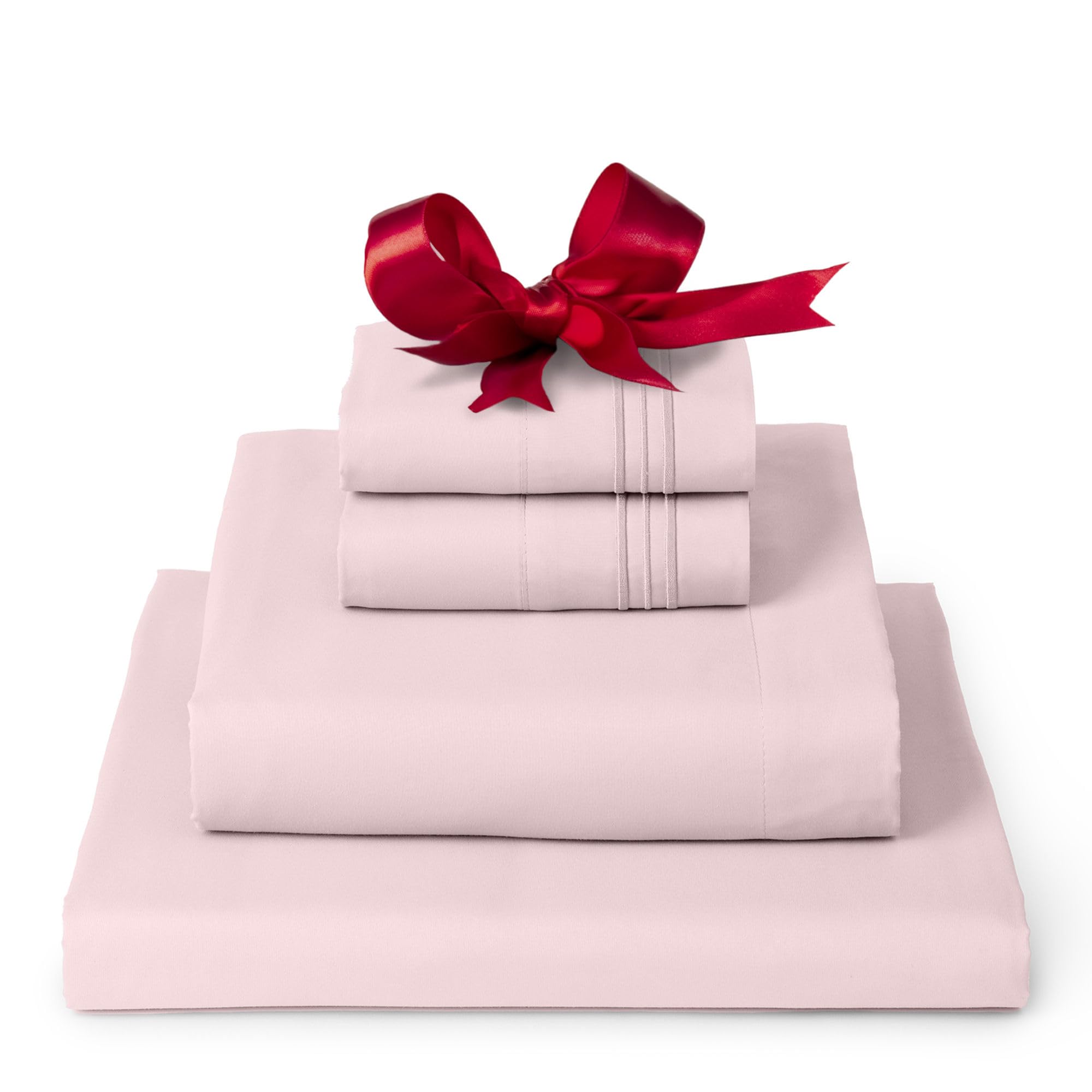Mellanni Twin Xl Sheet Set - 4-Piece Iconic Collection Bedding, (Including 2 Pillowcases), 16-Inch Deep Pocket, Easy Care, Extra Soft, Cooling Sheets, Brushed Microfiber - Blush Pink