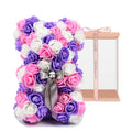 ASENVER Hand Made Artificial Flowers Rose Bear Pure Color for Valentine Birthday and Mothers Day with a 10 Pink Gift Box (Multi