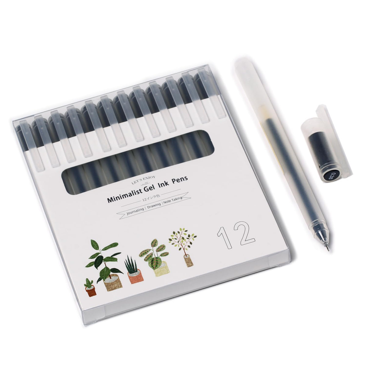 Obe Wiseus Smooth Writing Gel Pens Ultra Fine Point 0.38Mm Rollerball Black Ink Pens For Japanese Style Office School Stationery