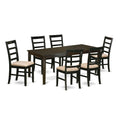 East West Furniture HEPF7-CAP-C 7 Piece Kitchen Table & Chairs Set Consist of a Rectangle Dining Table with Pedestal and 6 Linen Fabric Dining Room Chairs, 42x72 Inch, Cappuccino