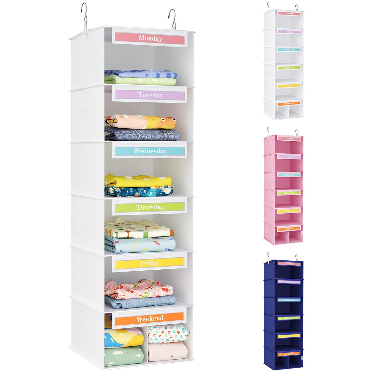 Lifewit 6 Shelf Weekly Hanging Clothes Storage Organizer for Kids, White
