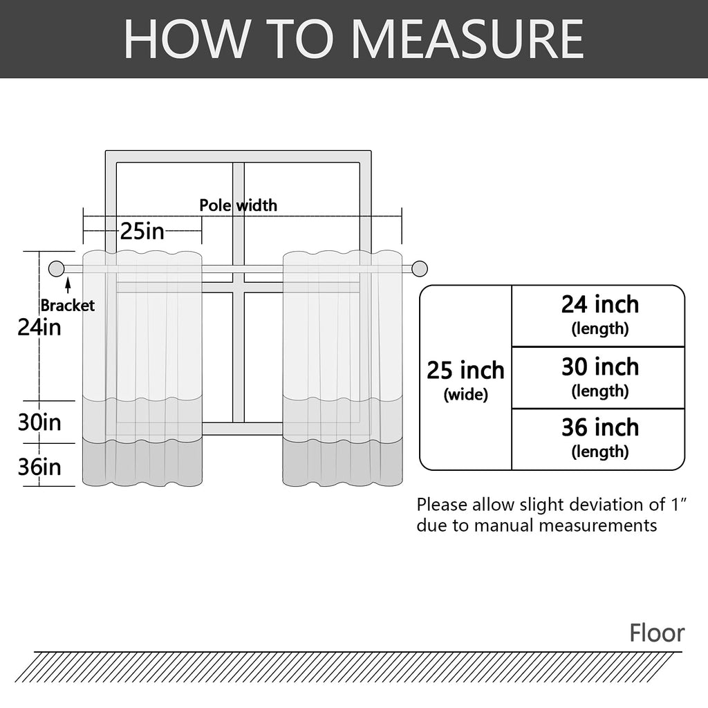 Mrtrees Sheer Tier Curtains Black Short Kitchen Curtains Transparent Light Filtering 36 Inches Long Half Window Treatments Rod P
