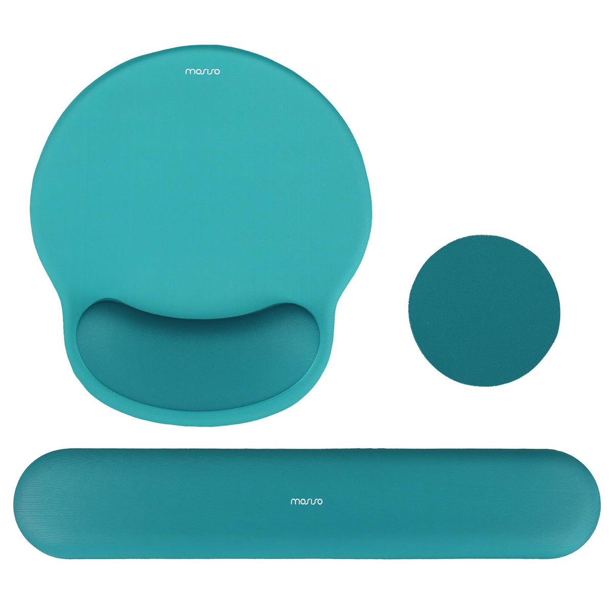 Mosiso Wrist Rest Support For Mouse Pad&Keyboard Set, Circle Curved Ergonomic Mousepad&Coaster Non-Slip Base Home/Office Pain Re