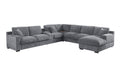 Celine Light Gray Chenille Fabric Corner Sectional Sofa with RightFacing Chaise, Cupholders, and Charging Ports