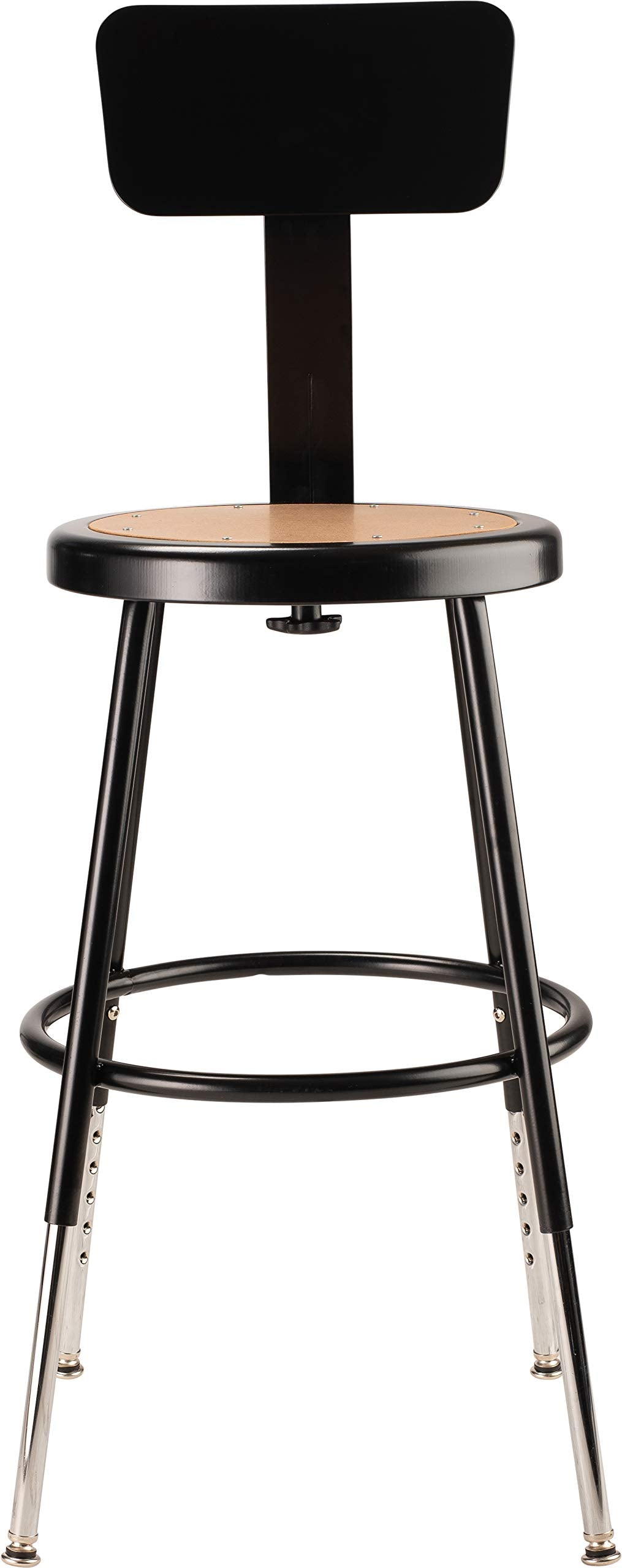 National Public Seating 6218Hb-10-Cn 19" X 27" Height Adjustable Heavy Duty Steel Stool With Backrest (5 Pack), Black