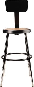 National Public Seating 6218Hb-10-Cn 19" X 27" Height Adjustable Heavy Duty Steel Stool With Backrest (5 Pack), Black