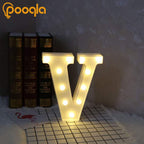 Pooqla Led Marquee Letter Lights Sign, Light Up Alphabet Letter For Home Party Wedding Decoration V