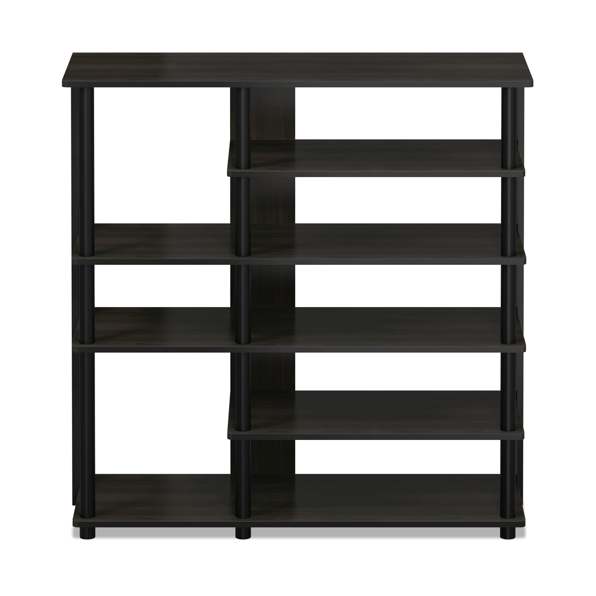 Furinno Turn-N-Tube Multi Storage Shoe Rack, 35.2&quot;W 6-Tier, Espresso/Black,17082EX/BK