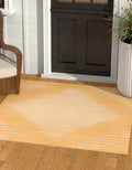 Unique Loom Outdoor Modern Collection Area Rug - Tambor (7' 1' Square, Yellow/ Ivory)