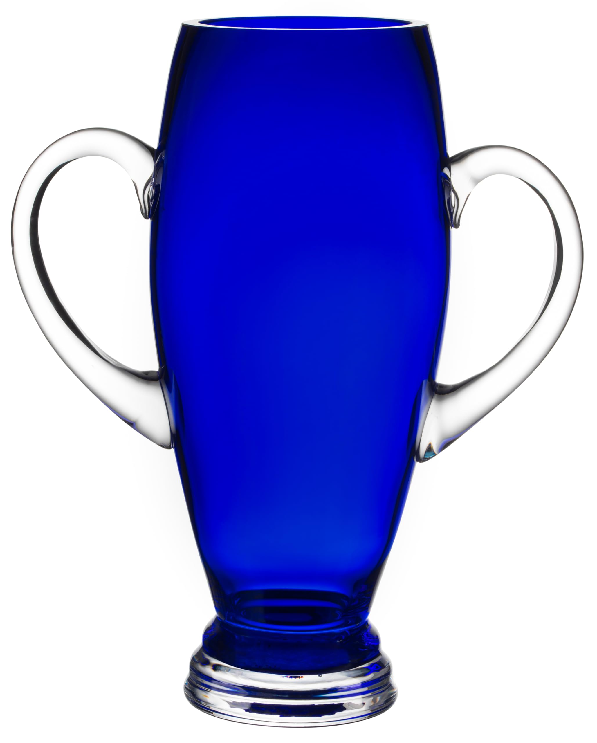 Barski - European Cobalt Glass - Footed Trophy Vase - with Handle - 13.5 Height - Made in Europe