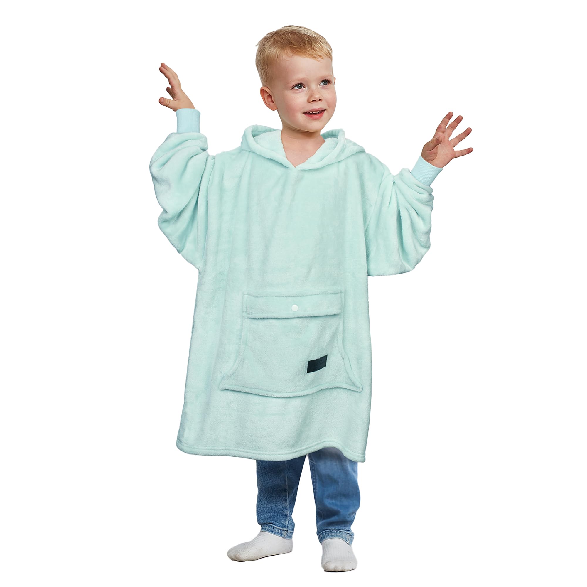 Catalonia Wearable Blanket Hoodie For Kids, Oversized Wearable Fleece Pullover With Large Front Pocket, Ages 4-12, Valentine'S D