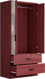 Woodpeckers Furniture And Mattress Mirrored Wardrobe with Drawers (Mahogany)
