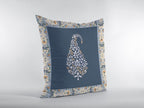 HomeRoots White and Orange On Navy 20â€ Orange Navy Paisley Suede Decorative Throw Pillow