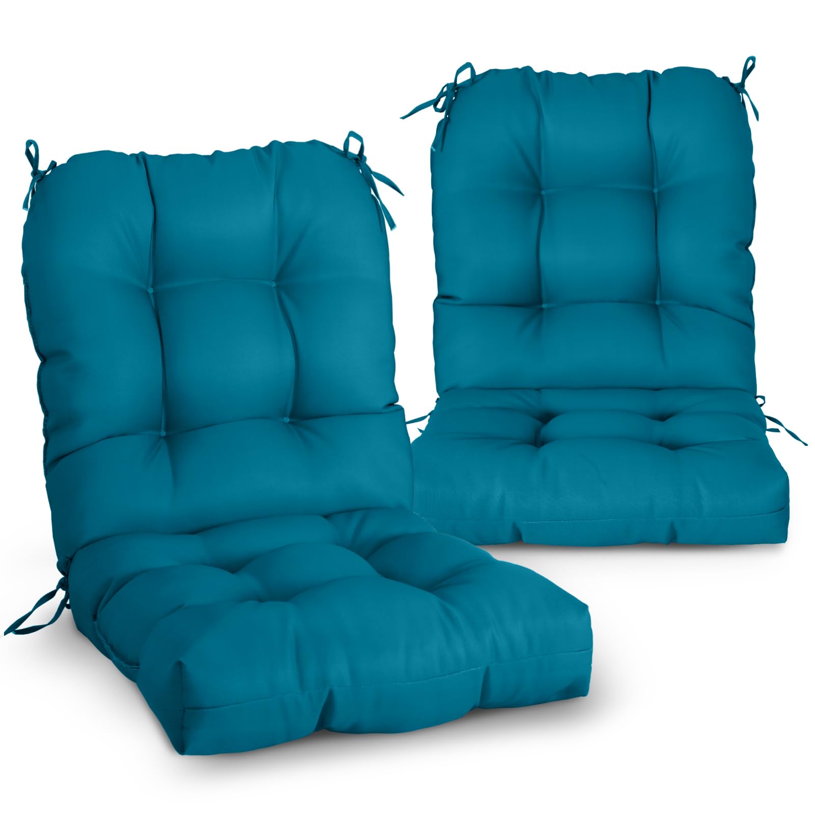 Eagle Peak Tufted Outdoor/Indoor Seat/Back Chair Cushions, Set Of 2, 42' X 21', Peacock Blue