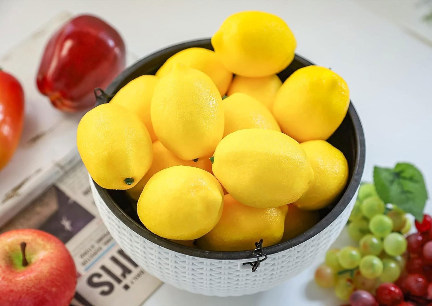 Toopify 20Pcs Yellow Artificial Lemons,Fake Fruit Lemons Artificial Lifelike Simulation Lemon For Home House Kitchen Party Decor