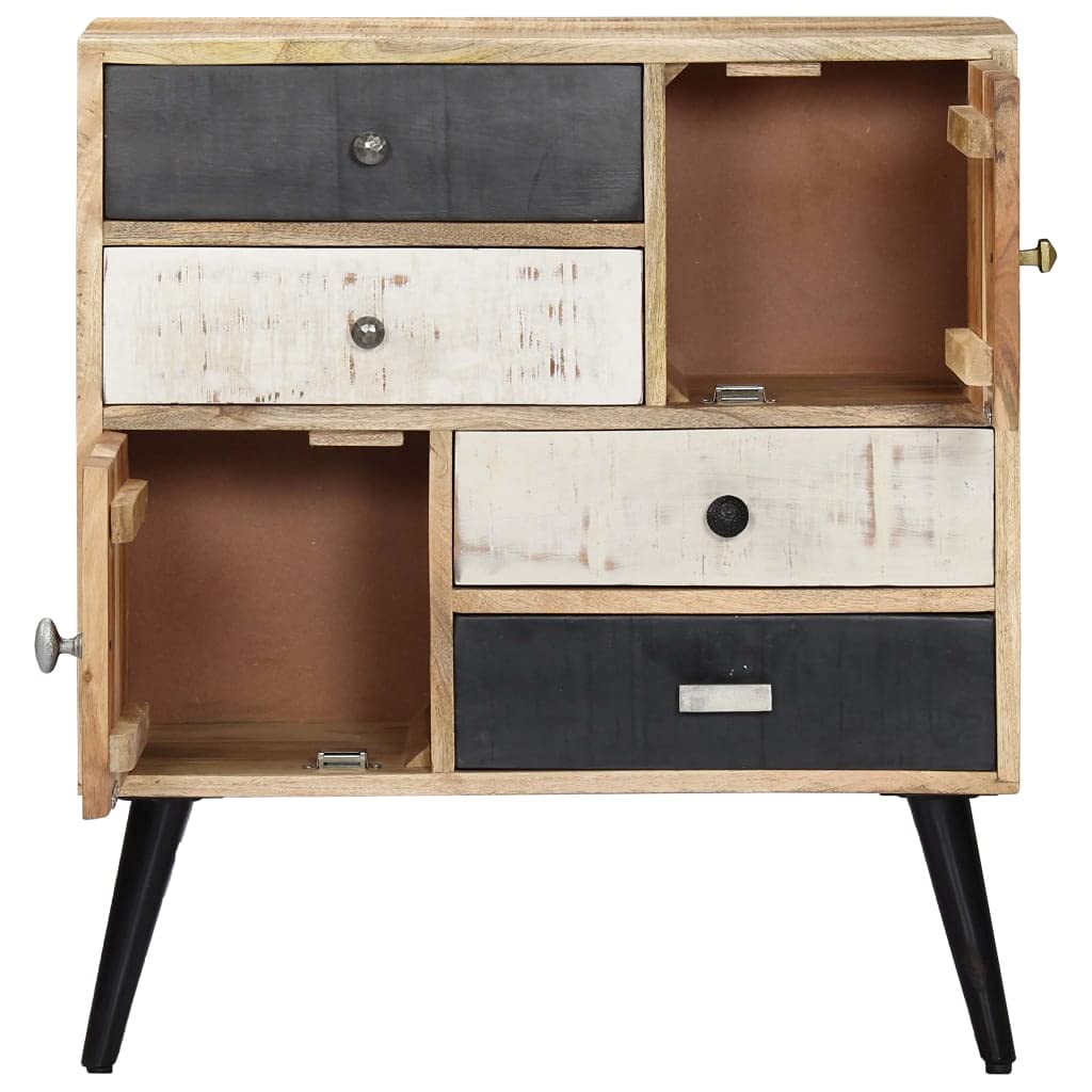 vidaXL Solid Mango Wood Sideboard with 3 Drawers and 2 Doors, Mid-Century Inspired Design, Easy Assembly, Brown