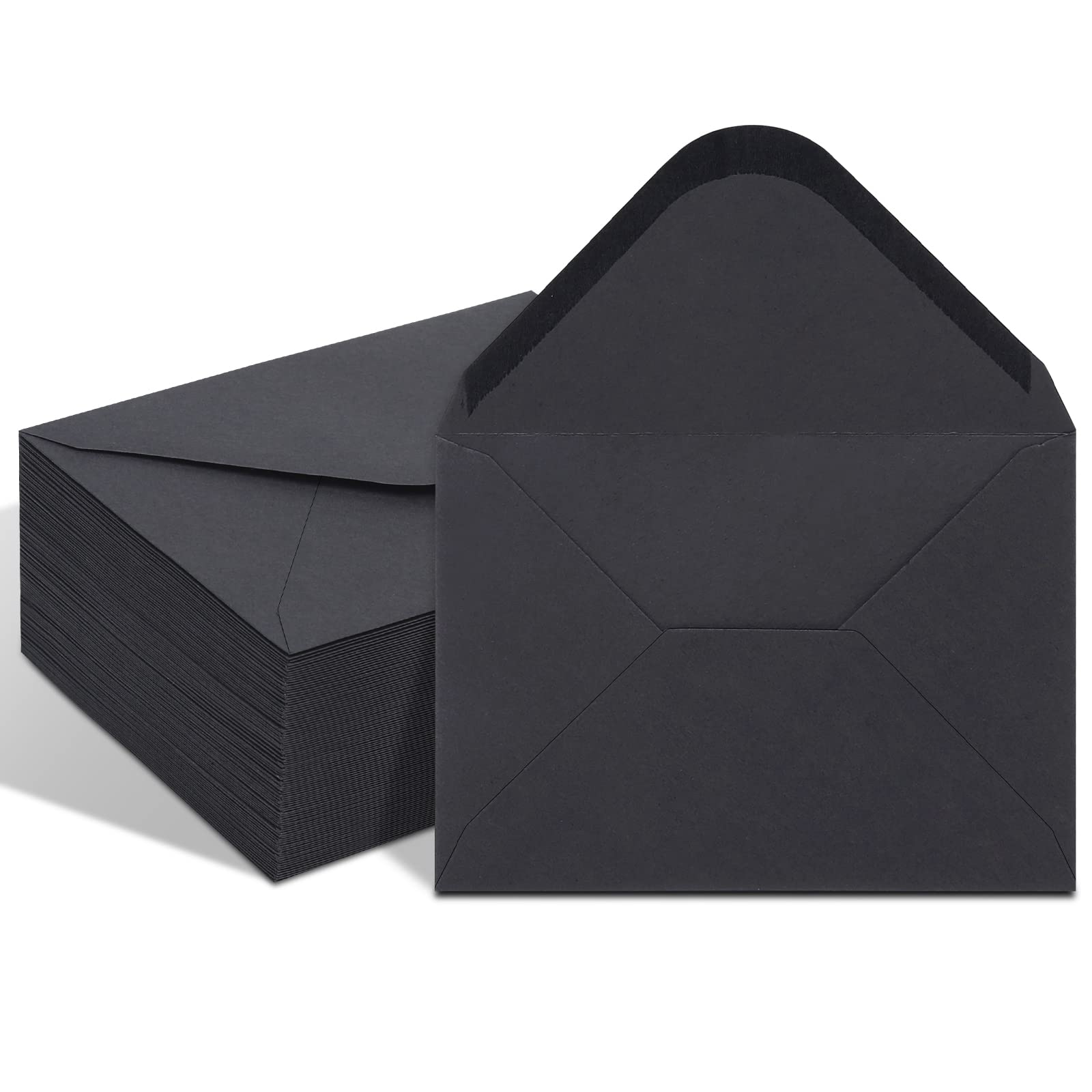 100 Pack Black 4X6 Envelopes, Contour Flap A4 Envelopes For Engagement Invites, Weddings Invitation, Announcements, Baby Shower,