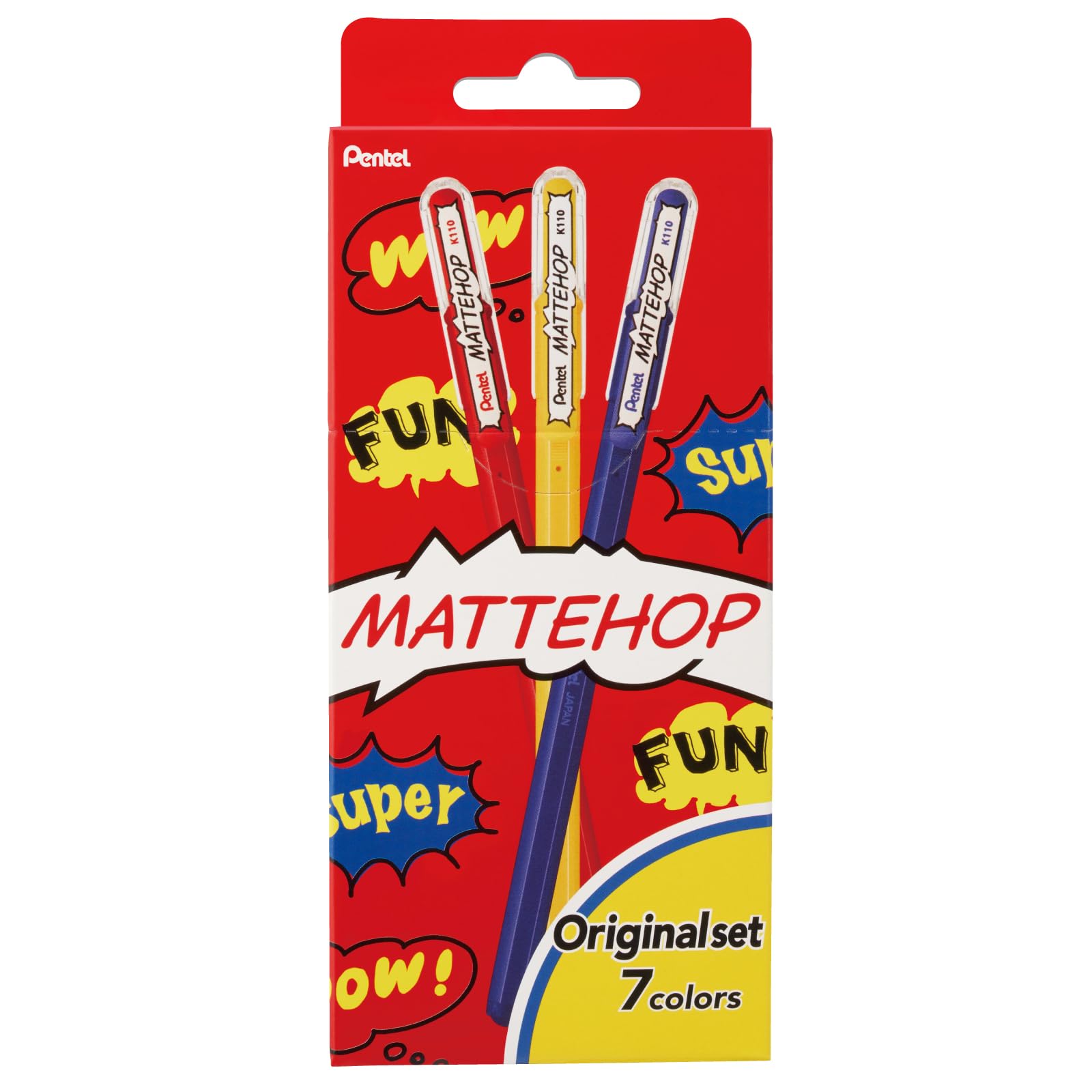 Pentel Mattehop 1.0Mm Gel Roller 7Pc Wallet - Original Colours