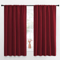 Nicetown Christmas Burgundy Blackout Curtains And Drapes - Soft Fabric Thermal Insulated Solid Rod Pocket Room Darkening Draperi