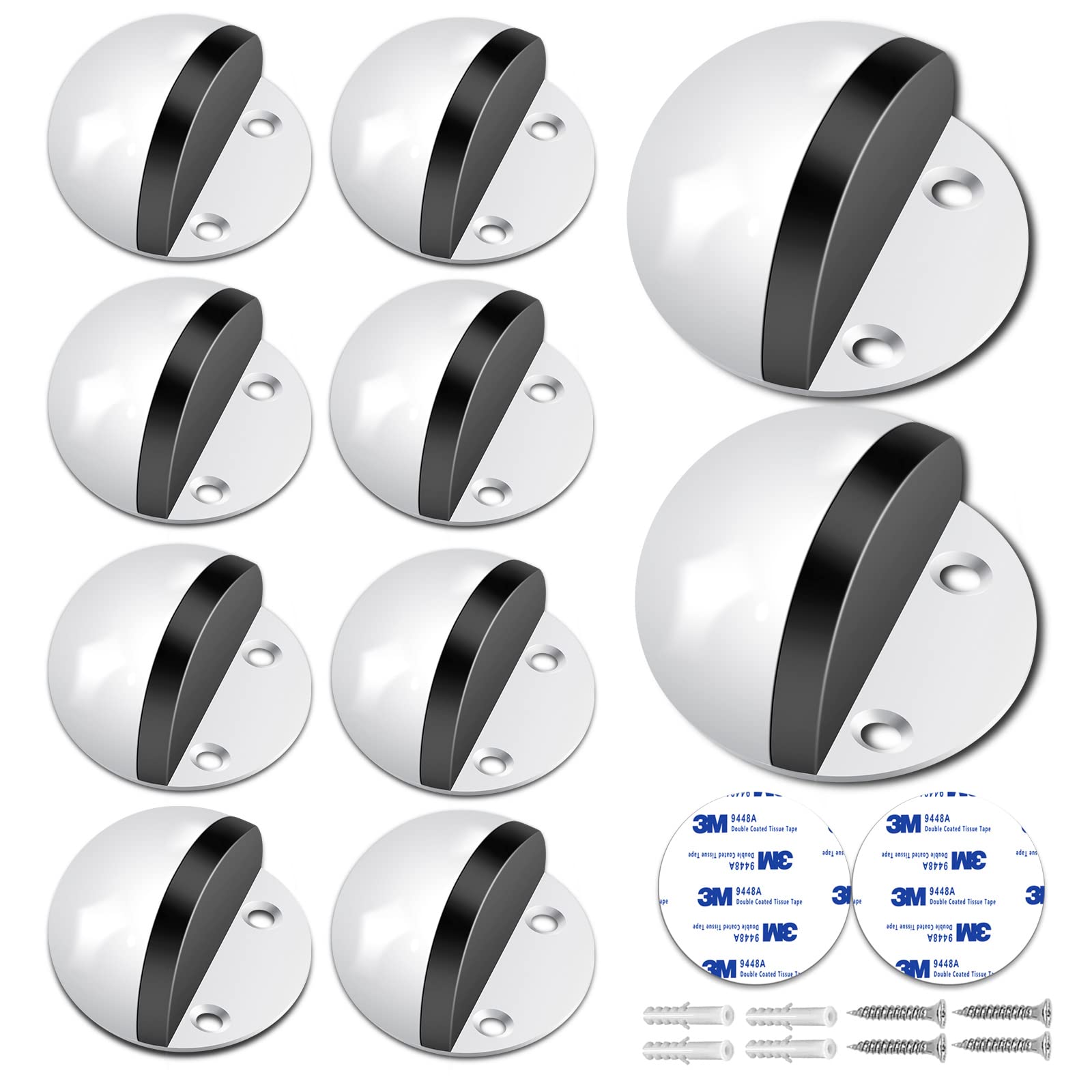 10 Pieces Door Stoppers, Floor Door Stop, White Door Stoppers Sound Dampening Rubber Bumper Adhesive Door Stops No Drilling Door