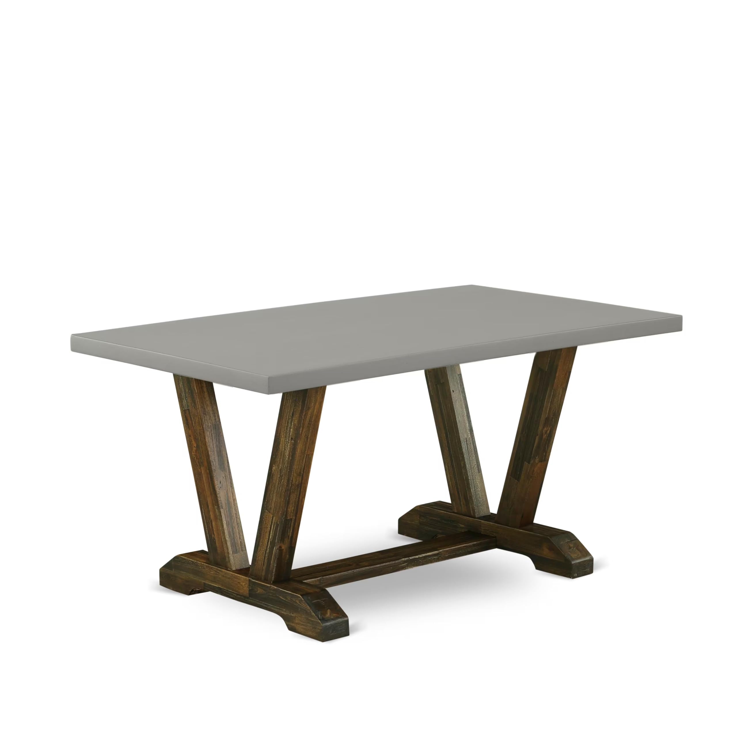 East West Furniture V796Ve703-7 7 Piece Dining Room Table Set Consist Of A Rectangle Kitchen Table With V-Legs And 6 Brown Linen Fabric Parson Dining Chairs, 36X60 Inch, Multi-Color