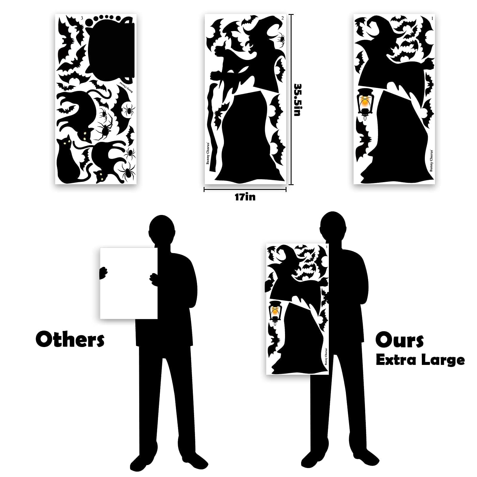 Halloween Decorations Window Clings Decor, Extra Large Witches With Black Cat Bats Spider Cauldron Silhouette Halloween Window S