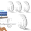 4 Pcs Hanging Closet Rod Support, JShaped 3/4 Closet Rod Center Support Bracket Clothes Storage Hanger Shelf Holder for Wire Sh
