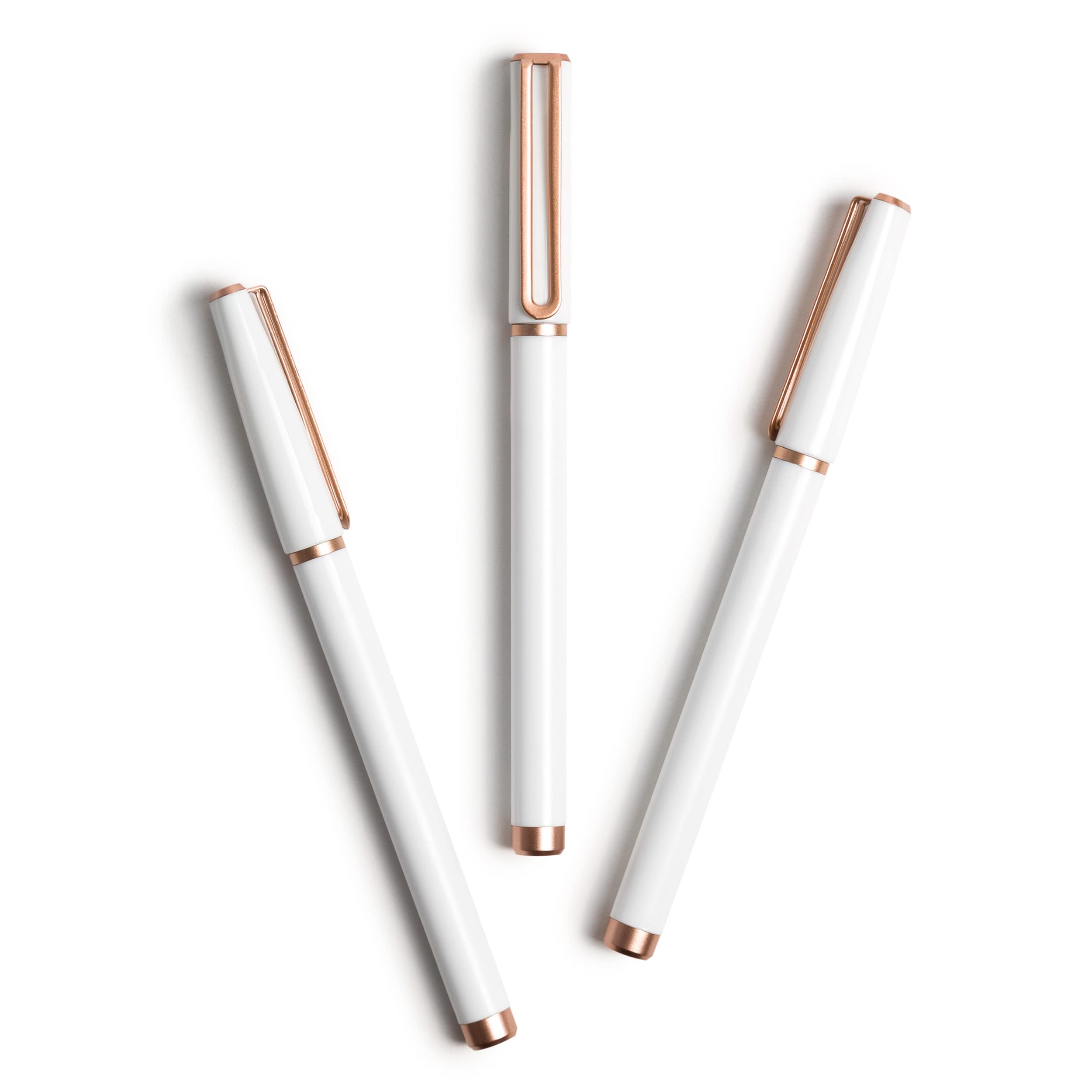 U Brands Catalina Felt Tip Pens, Set Of 12, White And Rose Gold, Medium (0.7 Mm) Point, Black Ink