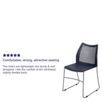 Flash Furniture Hercules Series 661 Lb. Capacity Navy Stack Chair With Air-Vent Back And Gray Powder Coated Sled Base