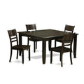 East West Furniture PFLY5-CAP-W 5 Piece Dining Set Includes a Square Dining Room Table with Butterfly Leaf and 4 Kitchen Chairs, 54x54 Inch, Cappuccino