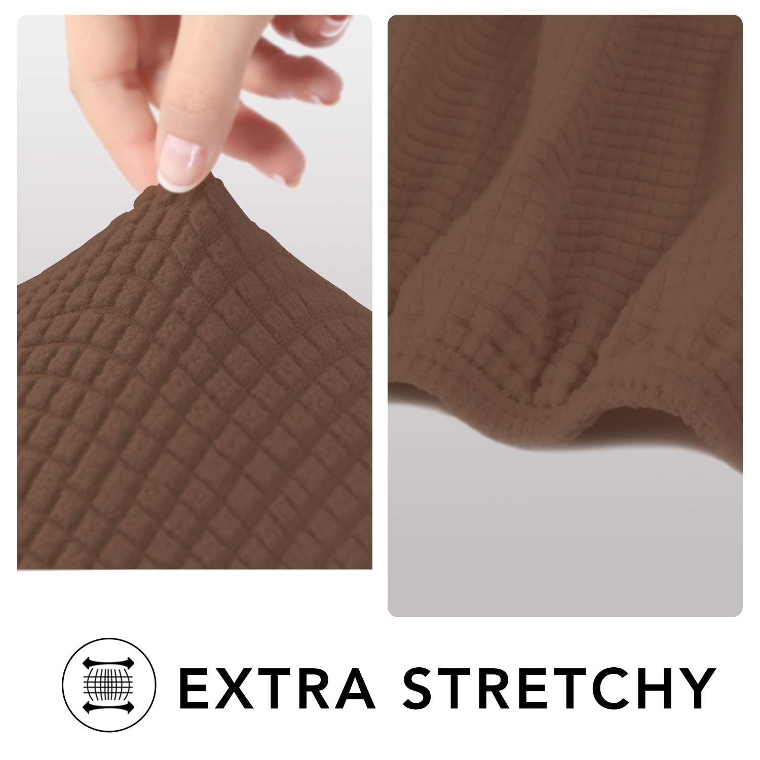 Purefit Stretch Sofa Slipcover – Spandex Jacquard Non Slip Soft Couch Sofa Cover, Washable Furniture Protector With Non Skid Foam And Elastic Bottom For Kids (Sofa, Brown)