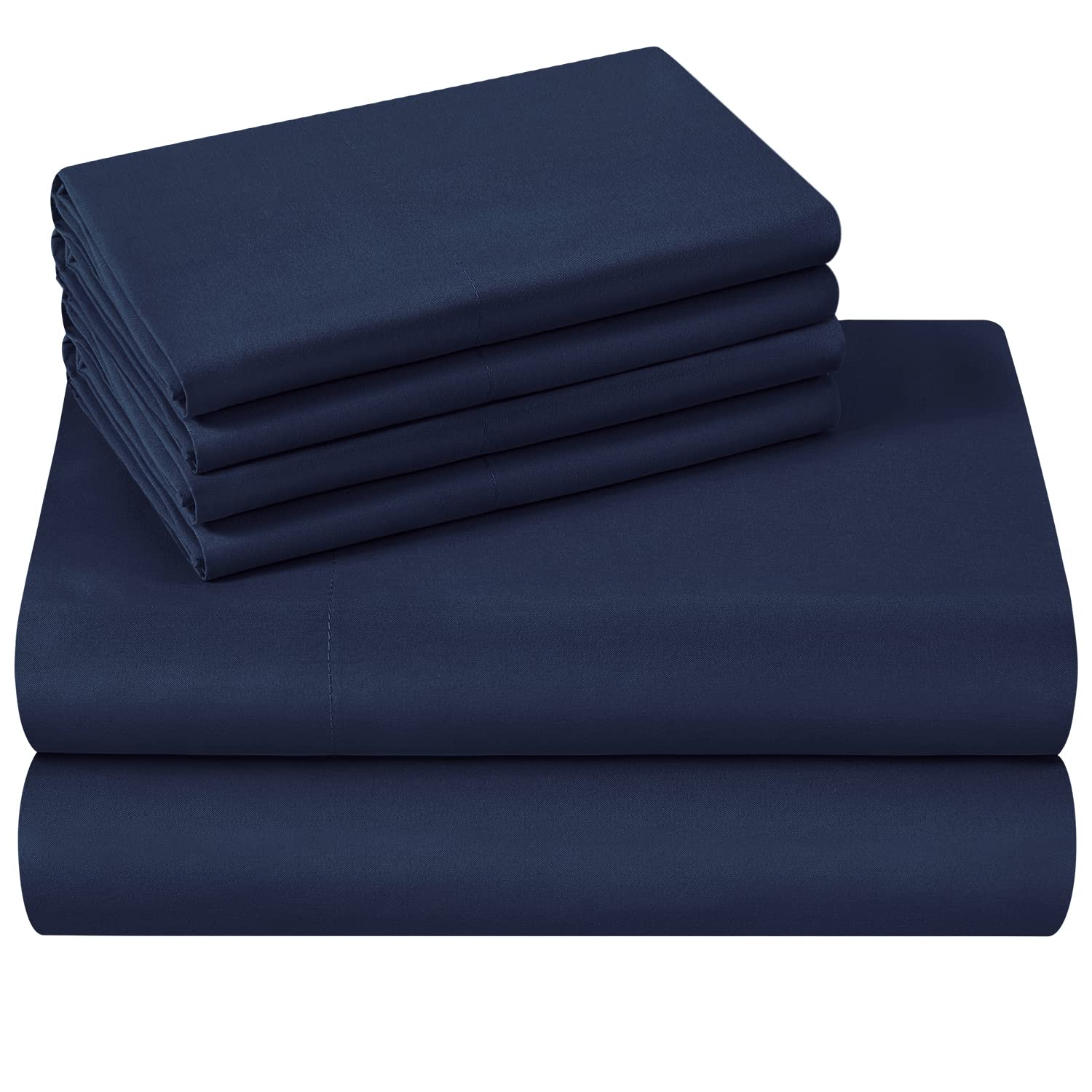 Homeideas Full Size Bed Sheets - 6 Piece Set (Navy) - Extra Soft Brushed Microfiber 1800 Bedding Sheets, Deep Pocket, Wrinkle & Fade Free
