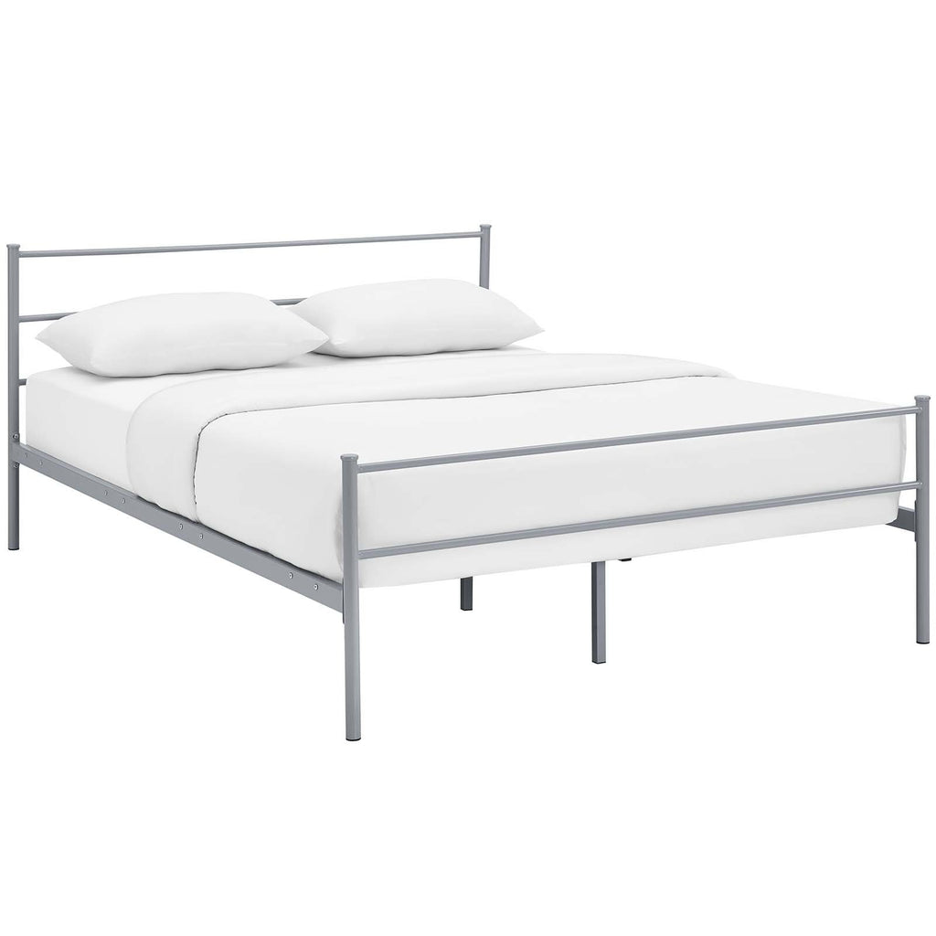 Modway Alina Queen Size Platform Bed Frame With Headboard In Gray