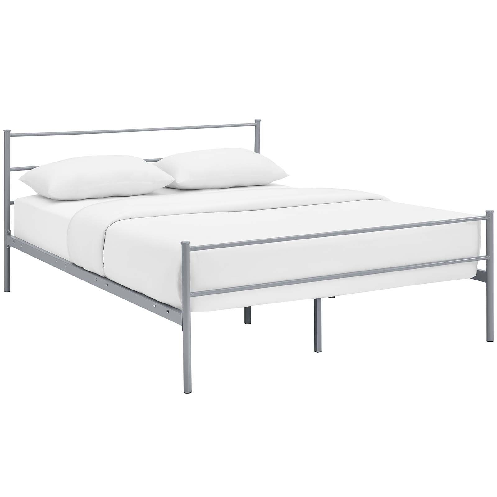 Modway Alina Queen Size Platform Bed Frame With Headboard In Gray