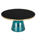 Tully Collection Glass Coffee Table Grey glass, Gold Rim with Black Glass top