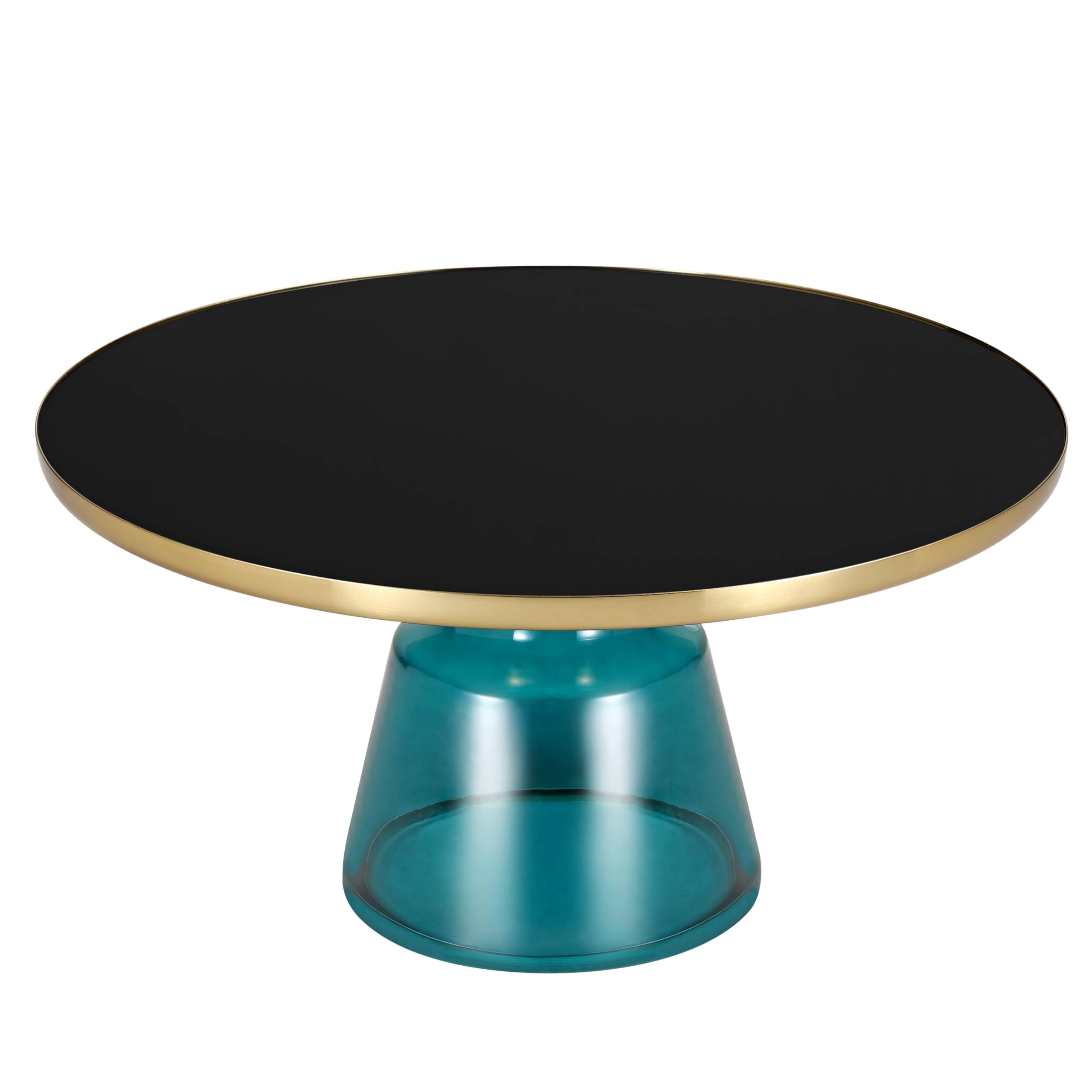 Tully Collection Glass Coffee Table Grey glass, Gold Rim with Black Glass top