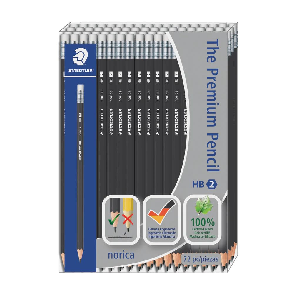 Staedtler The Premium Pencil Norica Hb2 Black Barrel Wood Pencils - 72 Pack