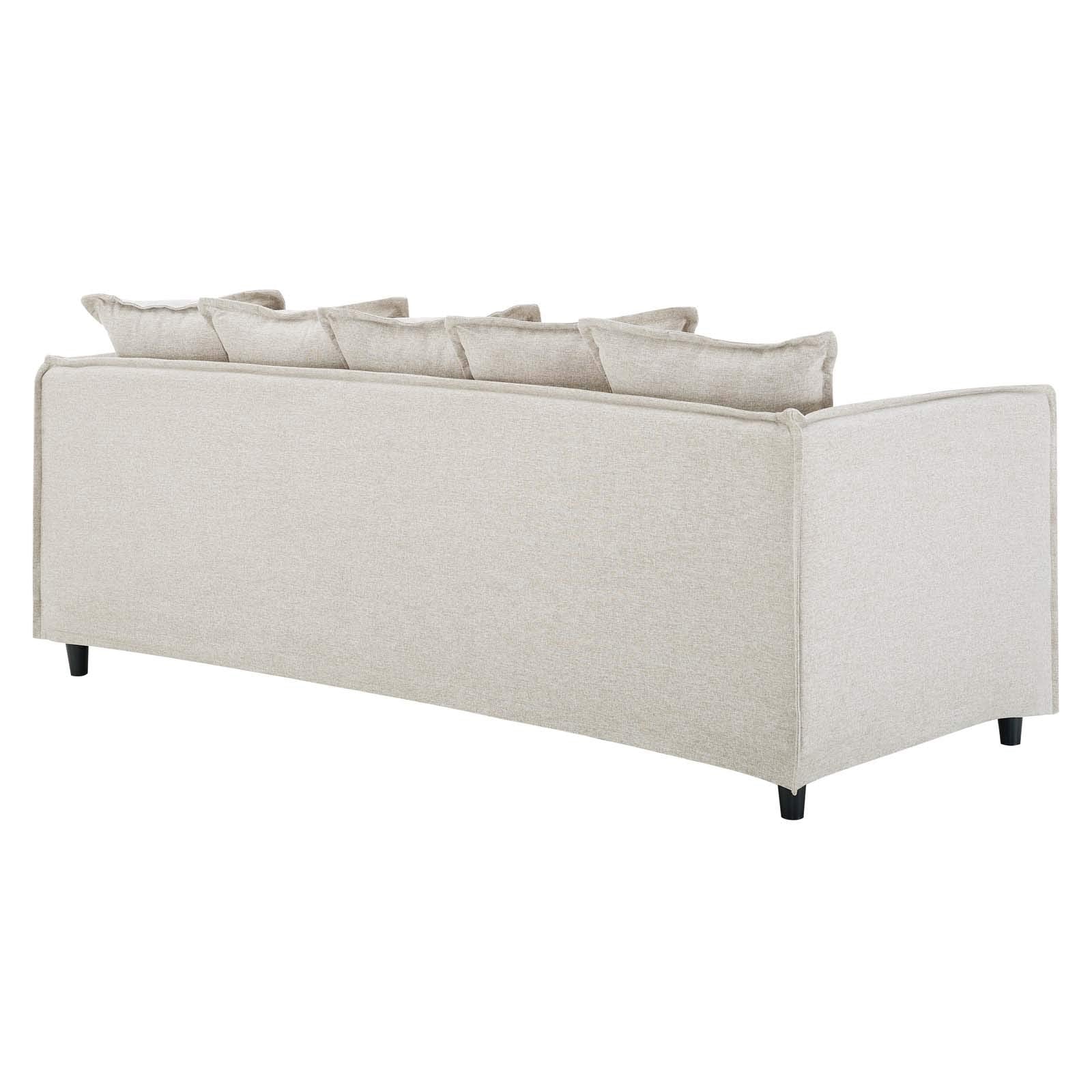 Modway Avalon Fabric Upholstered Slipcover Sofa in Beige