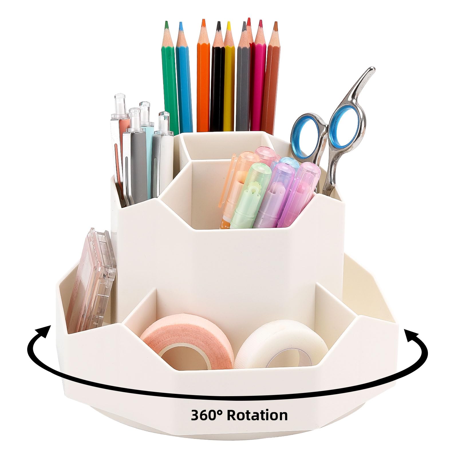 Tecbeauty 9 Slots 360 Degree Rotating Desk Organizer, Pencil Pen Holder For Desk, Desktop Storage Pen Stationery Supplies Organi