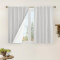 LAMIT 100% Blackout Short Linen Curtains, 40 Inch Length Linen Textured Thermal Curtains Back Tab and Rod Pocket Neutral Panels 