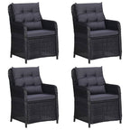 vidaXL Patio Dining Set - 5 Piece Outdoor Dining Set with 4 PE Rattan Chairs and Glass Top Table - Weather-Resistant and Easy Maintenance - Black
