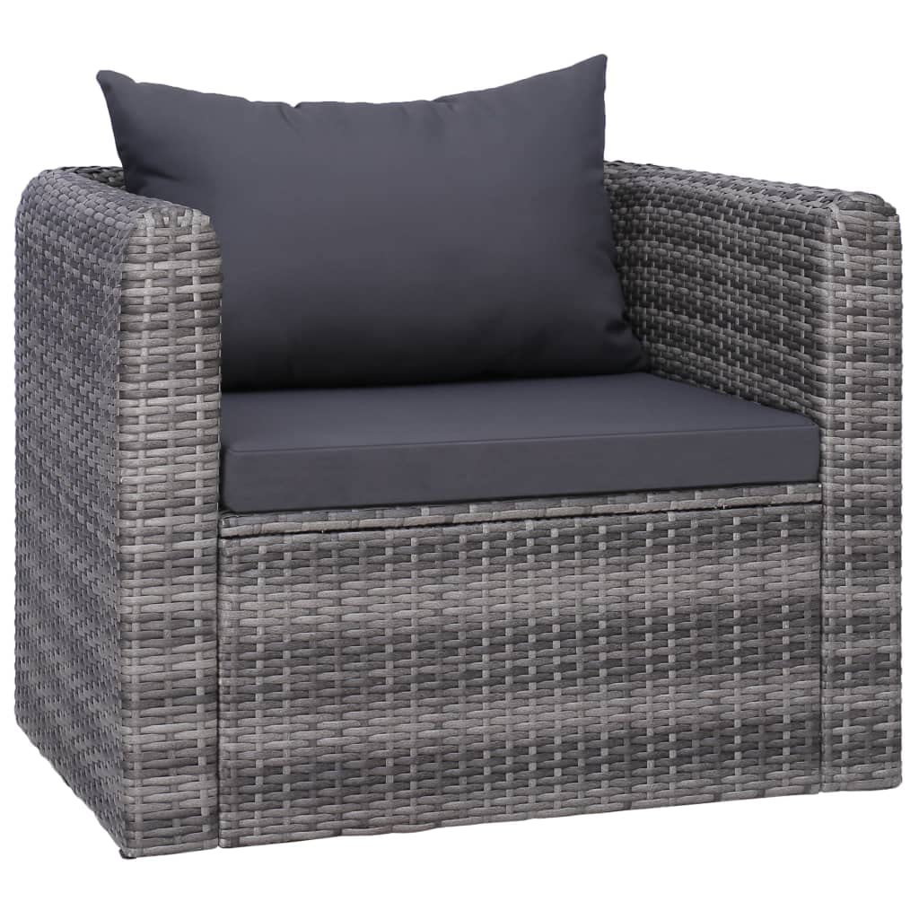 vidaXL Patio Sofa Set 6 Piece, Sectional Sofa for Outdoor Backyard, Couch with Cushions, Patio Furniture Set with Table, Poly Rattan Gray