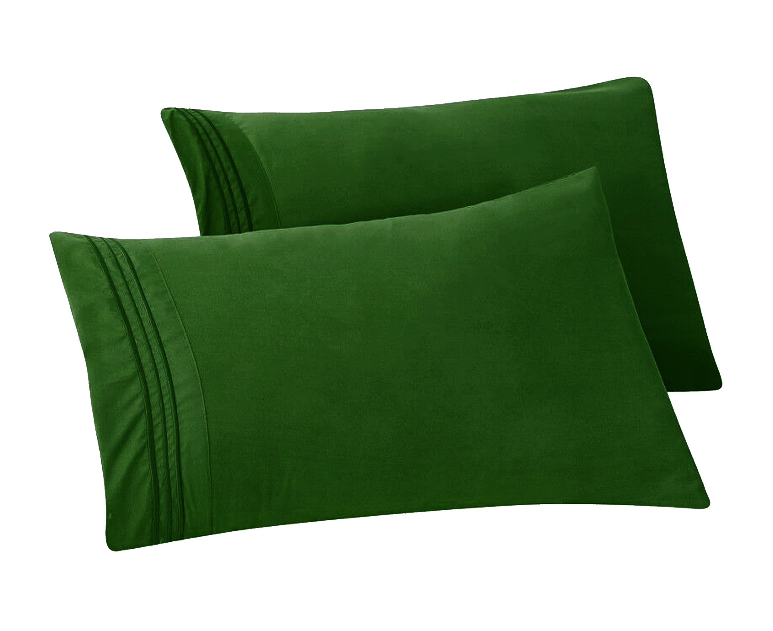 Elegant Comfort Solid Pillowcases 1500 Thread Count Egyptian Quality - Easy Care, Smooth Weave, Wrinkle And Stain Resistant, Easy Slip-On, 2-Piece Set, Standard/Queen Pillowcase, Hunter Green