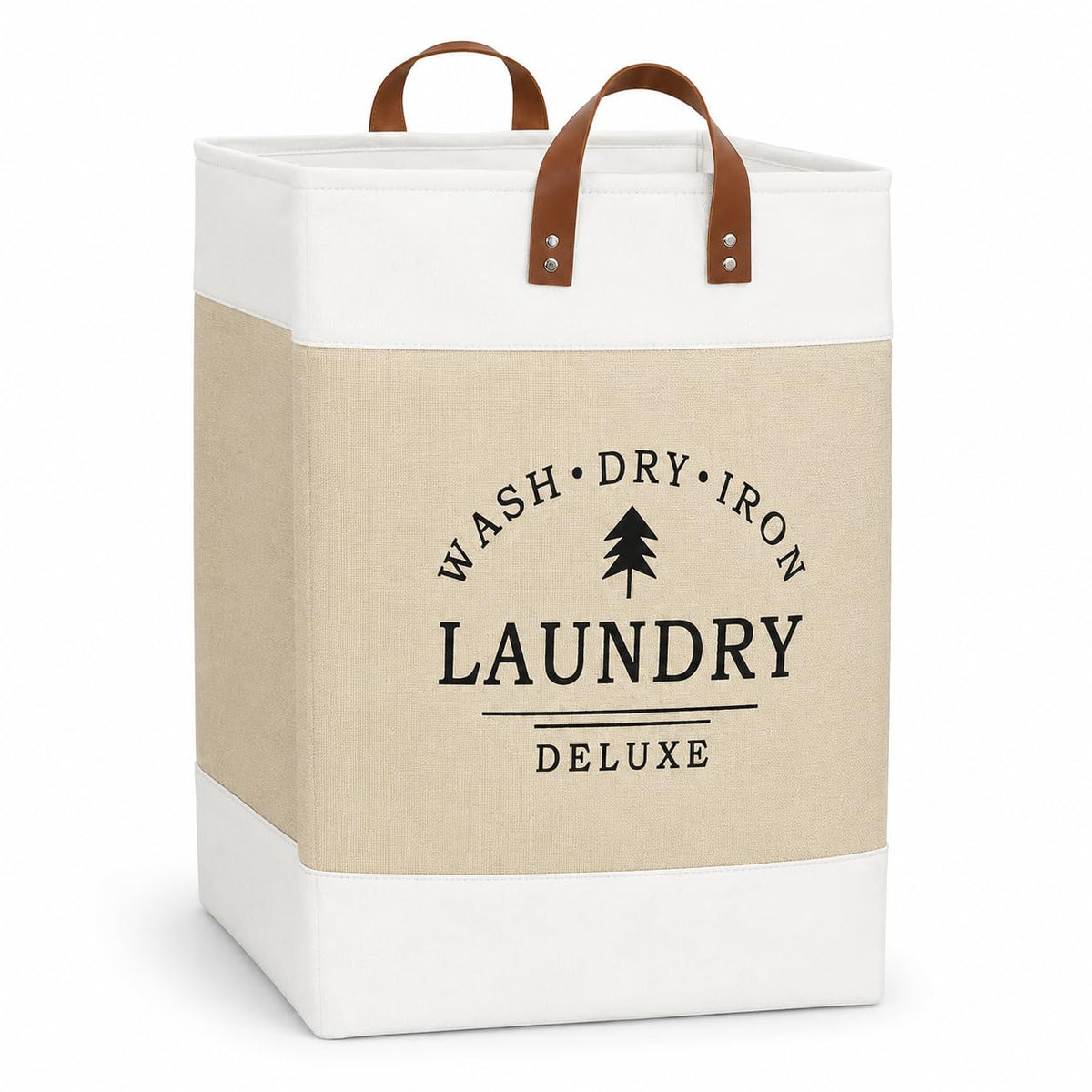 Zelvarenth Collapsible Laundry Hamper with Handles, Foldable Fabric Clothes Hamper, Square Laundry Basket for Bedroom Bathroom L