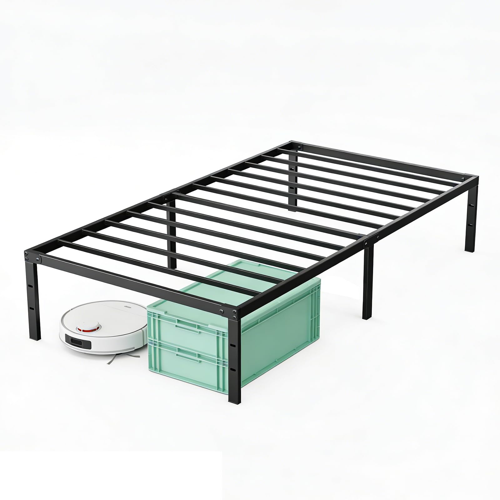 Sweetcrispy Twin XL Size 12 Inch Platform Bed Frame, Heavy Duty Metal Foundation Frame, Noise-Free Sturdy Steel Slats, Underbed 